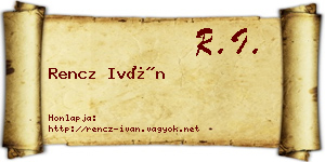 Rencz Iván névjegykártya