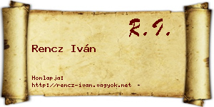 Rencz Iván névjegykártya